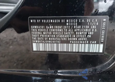 2017 Volkswagen Jetta 1.4T Se from USA, damaged, VIN 3VWB67AJXHM280782